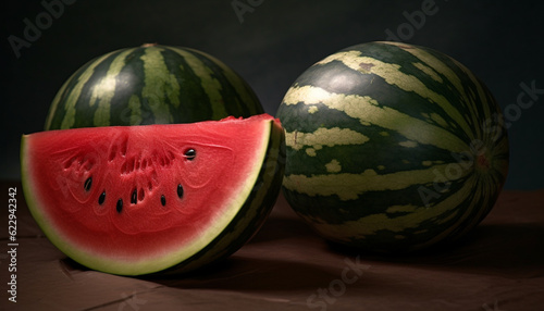A refreshing slice of juicy watermelon brings summer to life generated by AI