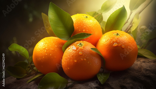 Freshness of ripe citrus fruit, nature healthy eating, vibrant summer generated by AI