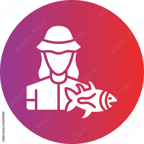 Vector Design Fisherwoman Icon Style