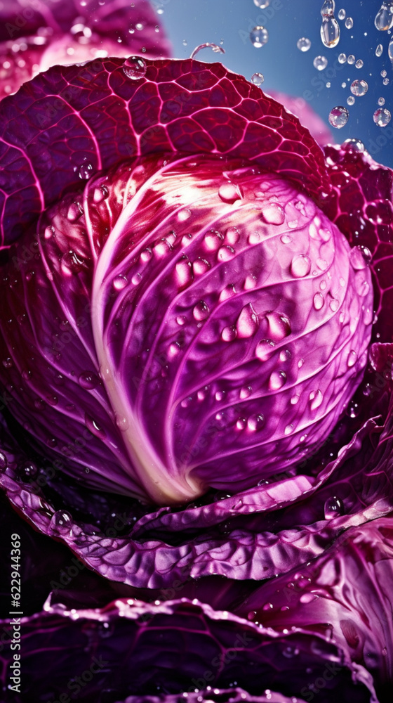 Obraz premium Freshly washed red cabbage