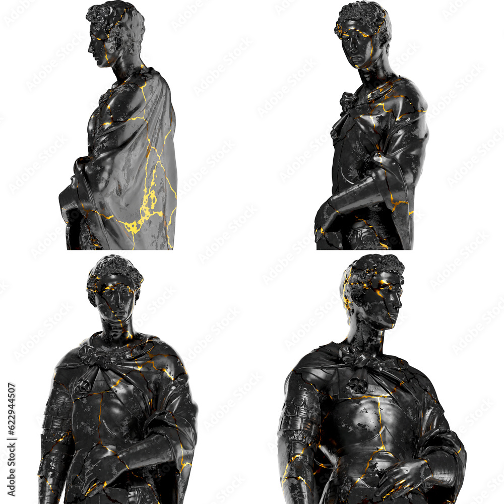 Saint George - Renaissance Portrait Bust in Black Marble and Gold Saint George - Renaissance Portrait Bust in Black Marble and Gold