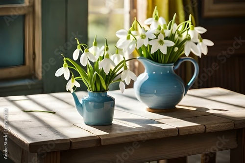 flowers in a vase on a wooden table generated by AI tool