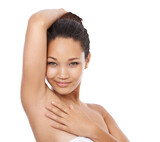 Portrait, happy or woman armpit, clean morning routine and smile for self care, hygiene or epilation. Bathroom shower, natural scent or face of person grooming isolated on transparent, png background