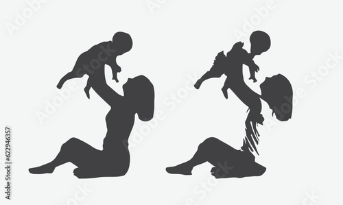 A Heartwarming Bond, Silhouettes of a Beautiful Mother and Son Embracing Love and Togetherness