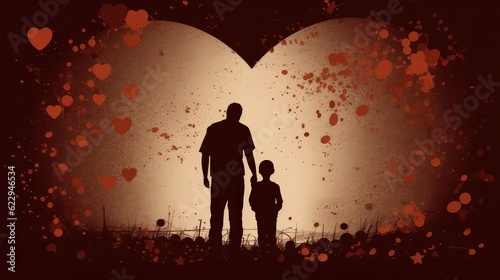 Silhouette of Connection Love Father and Kid Hand in Hand Heartfelt in Background