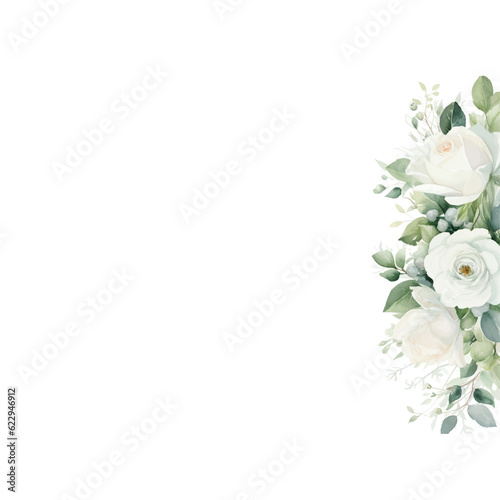 Luxury botanical gold wedding frame elements. Border, glitters, leaf branches, rose flower. Elegant foliage design for wedding, card, invitation, greeting. 