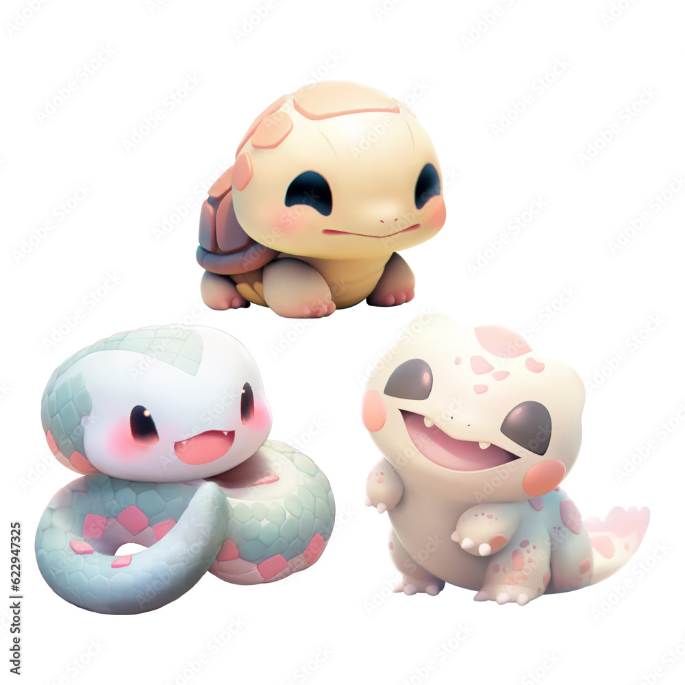 Collection of a cute little animals with a kind smiling faces and big eyes Collection of a cute little animals with a kind smiling faces and big eyes