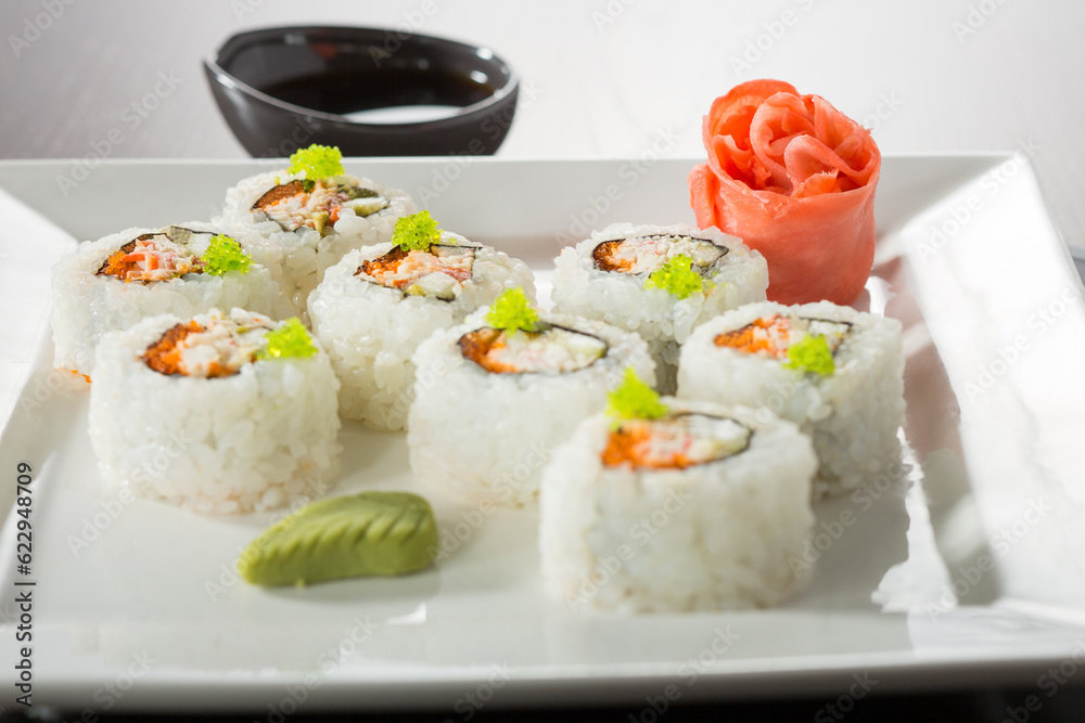 sushi rolls on a plate sushi rolls on a plate