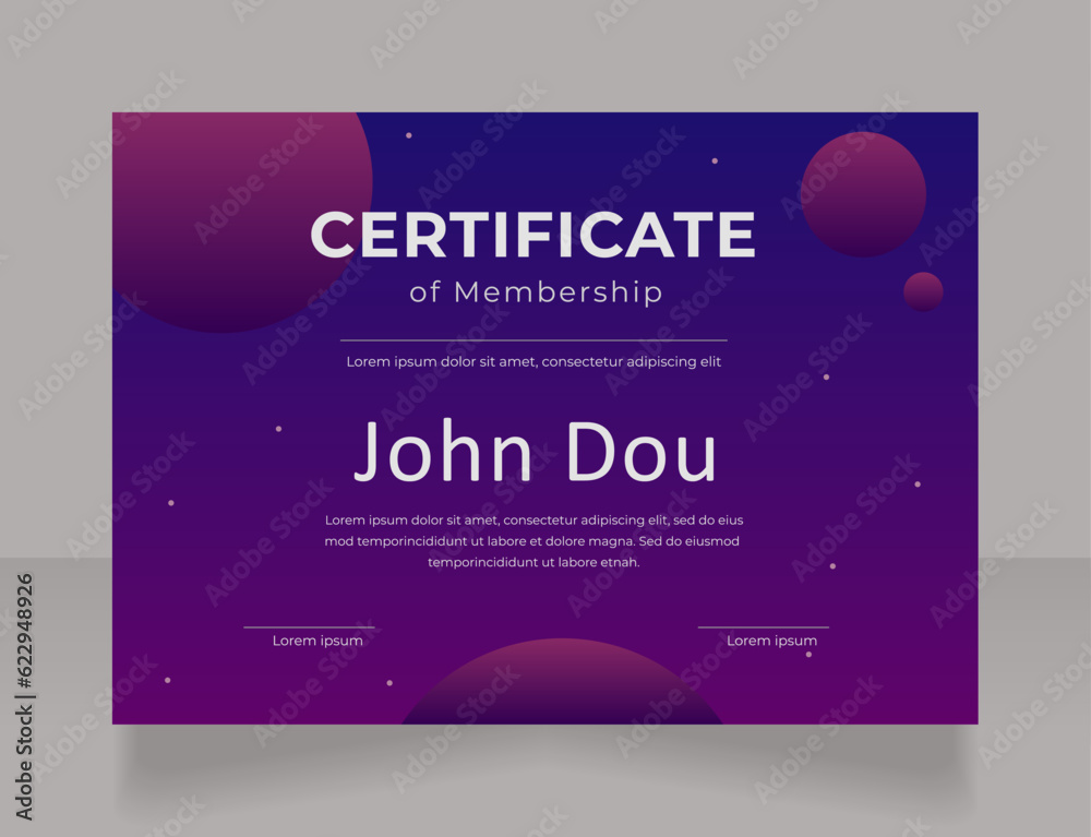 Charity organization member certificate design template. Vector diploma with customized copyspace and borders. Printable document for awards and recognition. Montserrat, Calibri Regular fonts used