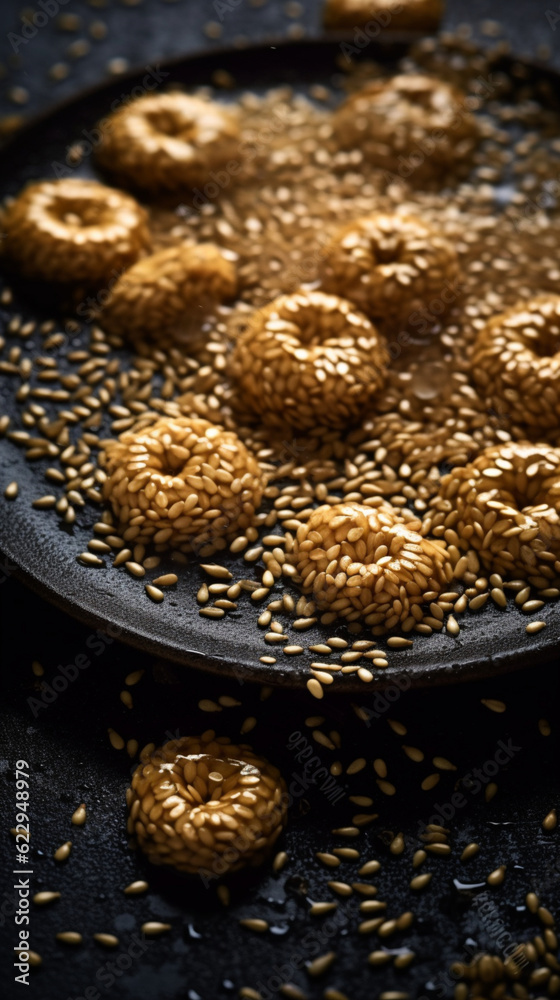 Sesame seeds in liquid Sesame seeds in liquid