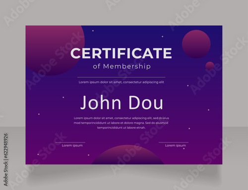 Charity organization member certificate design template. Vector diploma with customized copyspace and borders. Printable document for awards and recognition. Montserrat, Calibri Regular fonts used
