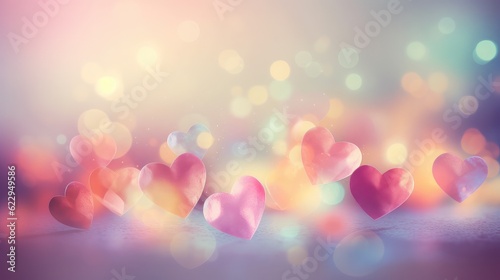 Romantic Pastels Heart Love Abstract Background in Soft Hues