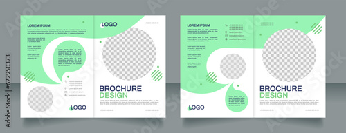 Sustainable technologies conference blank brochure design. Template set with copy space for text. Premade corporate reports collection. Editable 4 paper pages. Arial, Archivo-Regular fonts used