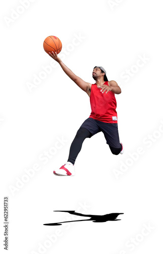  Basketball fun concept. We love basketball. Asian basketball player jumping on transparent background with clipping path © STOCK PHOTO 4 U
