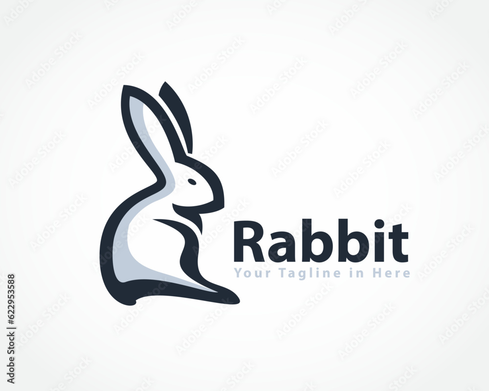 elegant sit back view cartoon art easter bunny rabbit logo design template illustration elegant sit back view cartoon art easter bunny rabbit logo design template illustration