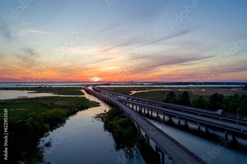 Wallpaper Mural Mobile Bay and jubilee parkway bridge at sunset Torontodigital.ca