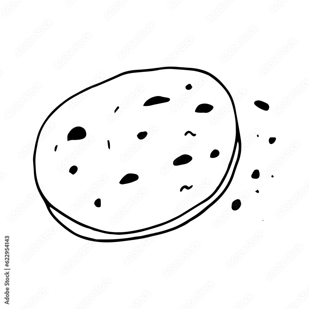 Fototapeta premium cookie in doodle style. bakery. minimalism, monochrome.