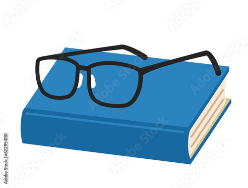 本とメガネの読書をイメージしたイラスト