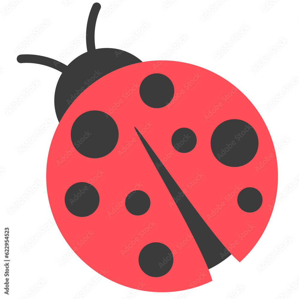 Obraz premium Cute Red Ladybug Top View Vector Doodle Cartoon Illustration