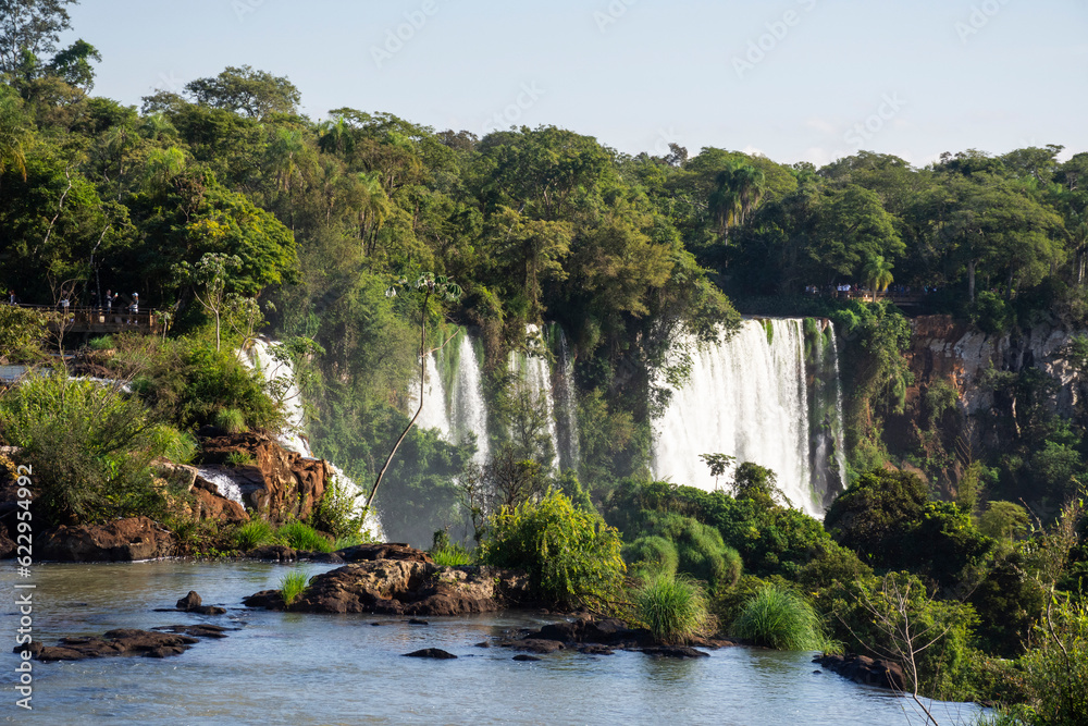 Beautiful view to atlantic rainforest waterfalls in Iguassu Park