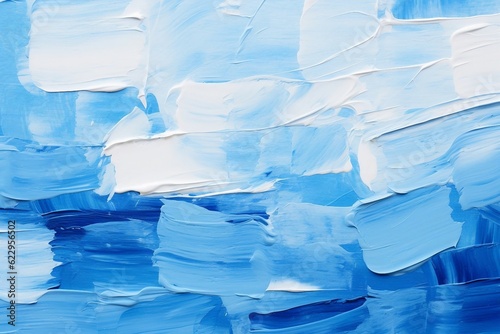 Wallpaper Mural パレットナイフの油絵・カラフルな抽象背景バナー）白と青。夏のイメージ。AI生成画像 Torontodigital.ca
