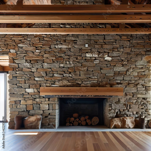 fireplace firewood, home interior heat flame Generative AI 

