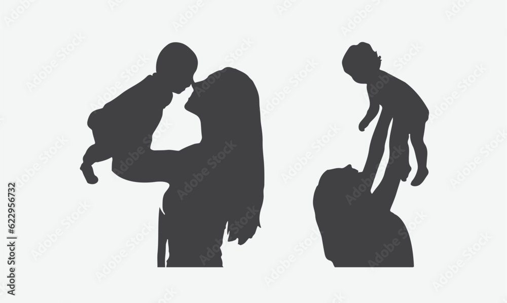 Tender Moments, Mother and Baby Silhouettes Cherishing Nose-to-Nose Connection