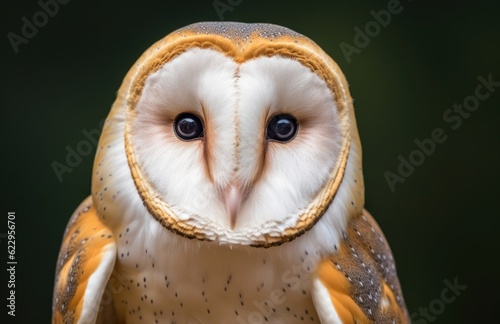 Close up of a barn owl. Generative AI.