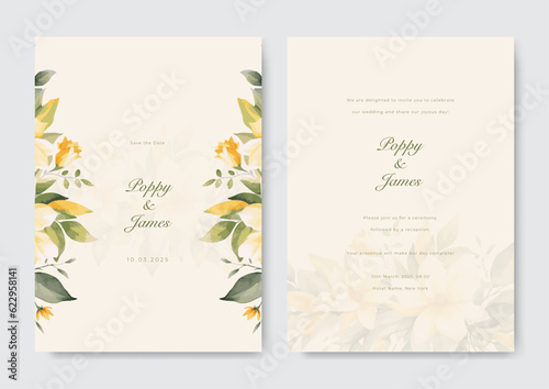 Vector beautiful and elegant floral wedding invitation card