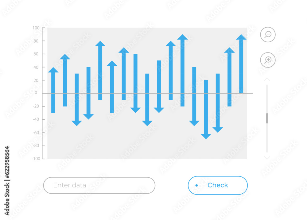 Waterfall chart with arrows UI element template. Editable isolated vector dashboard component. Flat user interface. Visual data presentation. Web design widget for mobile application with light theme Waterfall chart with arrows UI element template. Editable isolated vector dashboard component. Flat user interface. Visual data presentation. Web design widget for mobile application with light theme