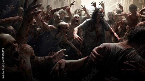 Zombie horde. Zombie apocalypse scene