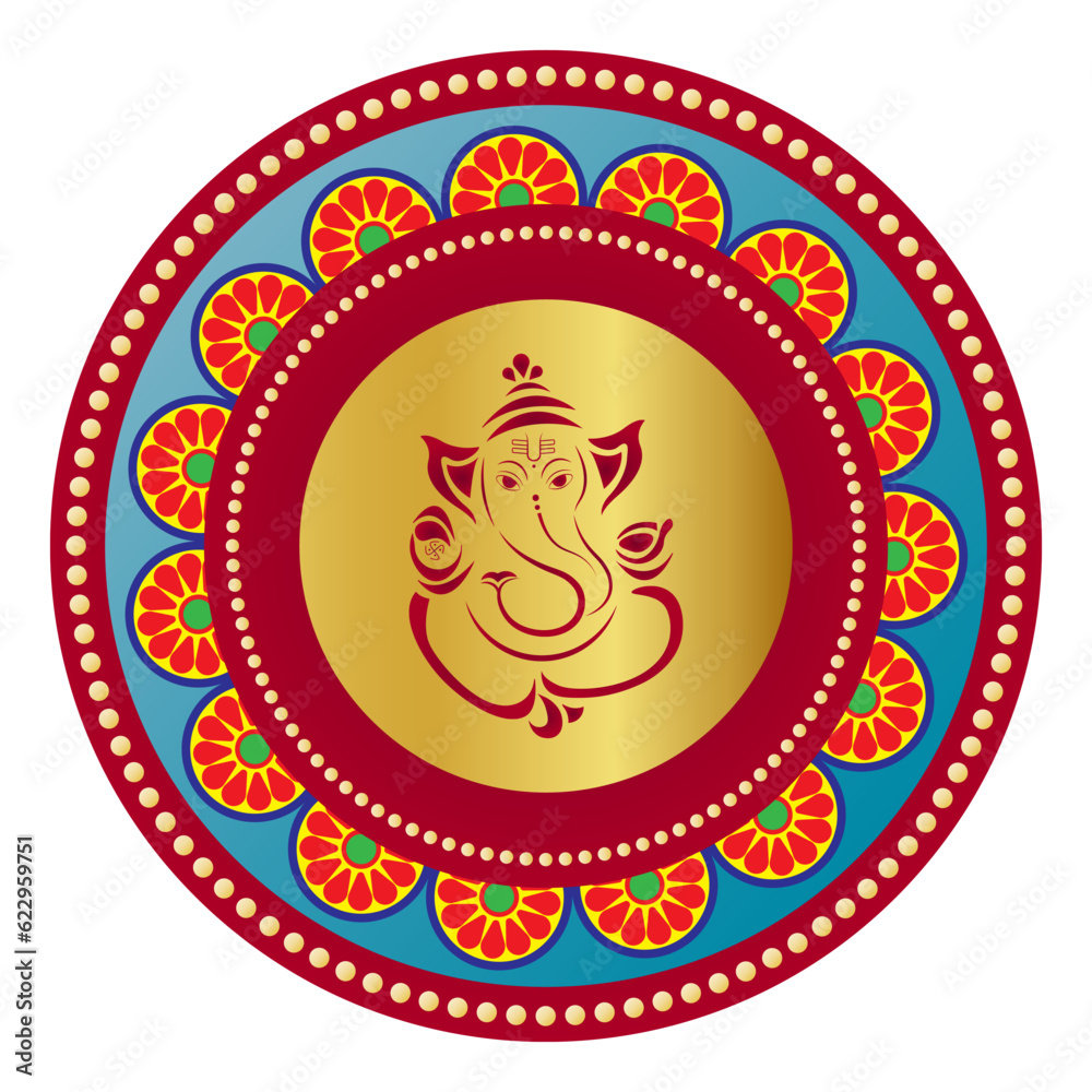 Hindu God Vinayaga Ganapati with traditional background vector illustration Hindu God Vinayaga Ganapati with traditional background vector illustration