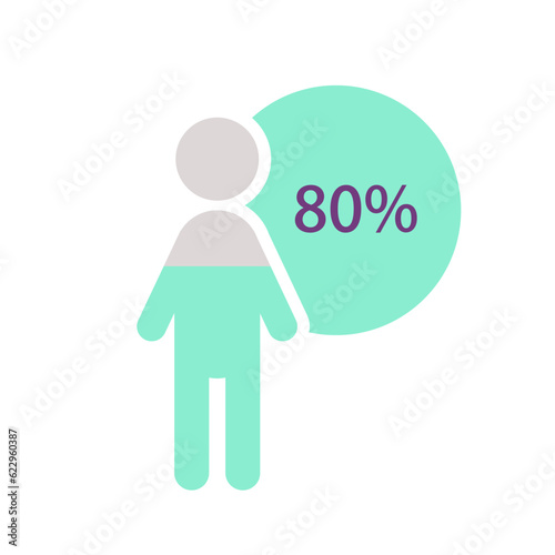 Male population infographic chart design template with eighty percentage. Gender statistics. Nearly all. Editable man silhouette. Visual data presentation. Myriad Pro-Bold, Regular fonts used