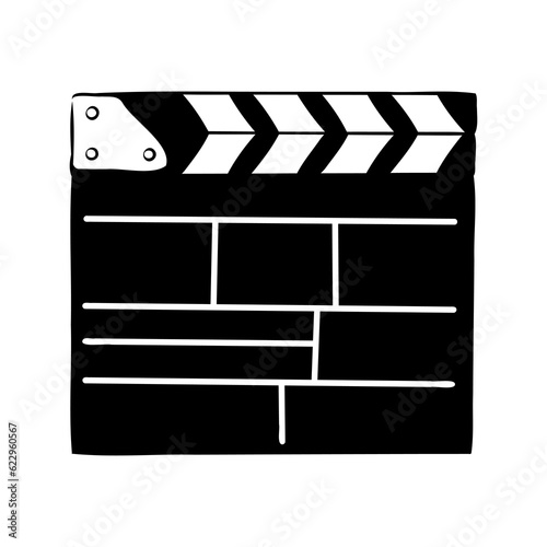 Linear clapper icon for the movie. A firecracker for filmmaking. Board for a film set vector illustration isolated on white background