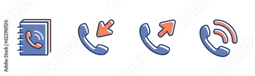 modern phone call icon set mobile contact book communication symbol illustration