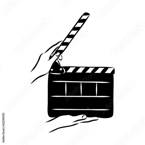 Linear clapper icon for the movie. A firecracker for filmmaking. Board for a film set vector illustration isolated on white background