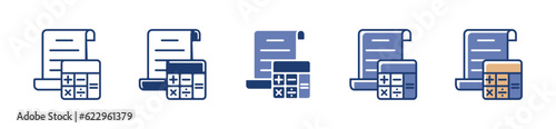 sales and tax document calculation icon vector counting total cost using calculator illustration symbol