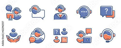 customer service icon set client online support assistance symbol vector business user care center illustration template design