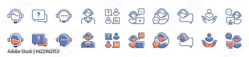 full collection of customer service icon set client online support assistance symbol vector business user care center illustration for web and app template design