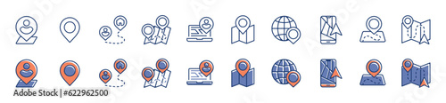 collection of navigation map location icon vector position pinpoint route direction for travel indicator symbol illustration for web and app template design