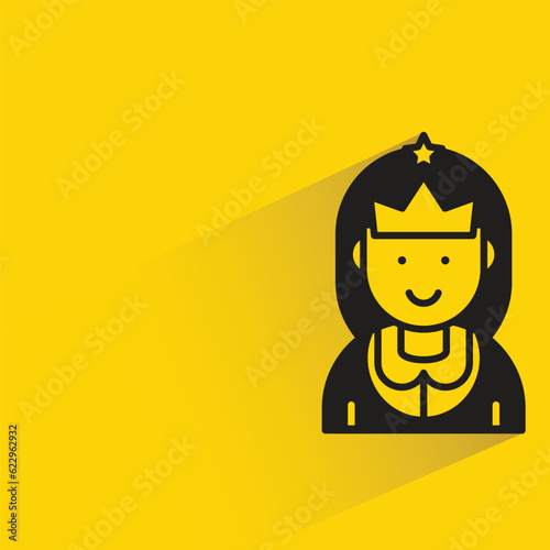 princess avatar with shadow on yellow background