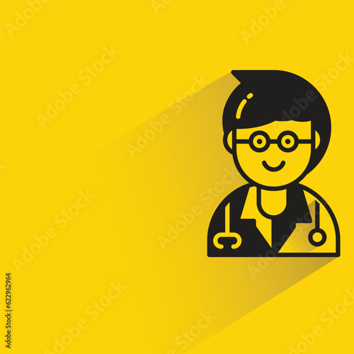 doctor with shadow on yellow background