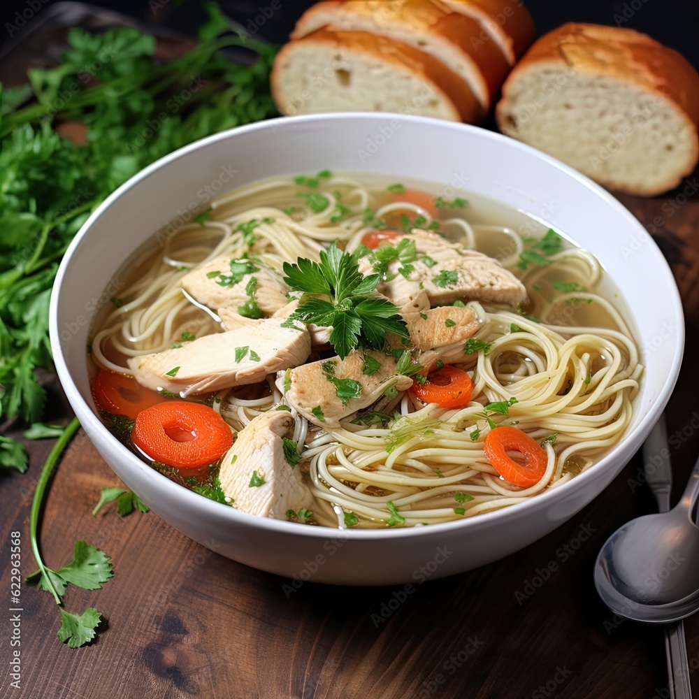 A delicious bowl of noodle soup. Great for stories about food, recipes, comfort food, travel, sickness, health, flu, nutrition etc. A delicious bowl of noodle soup. Great for stories about food, recipes, comfort food, travel, sickness, health, flu, nutrition etc.