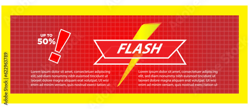 Flash sale poster, sale banner design template with 3d editable text effect