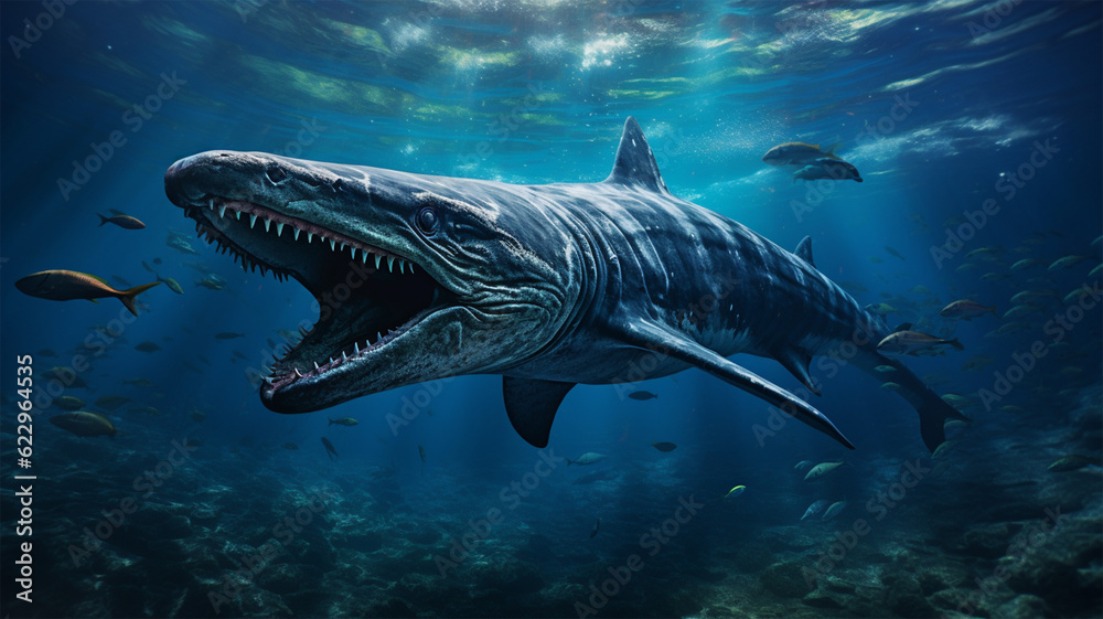 Fototapeta premium モササウルスのイメージ - image of Mosasaurus - No1-1 Generative AI