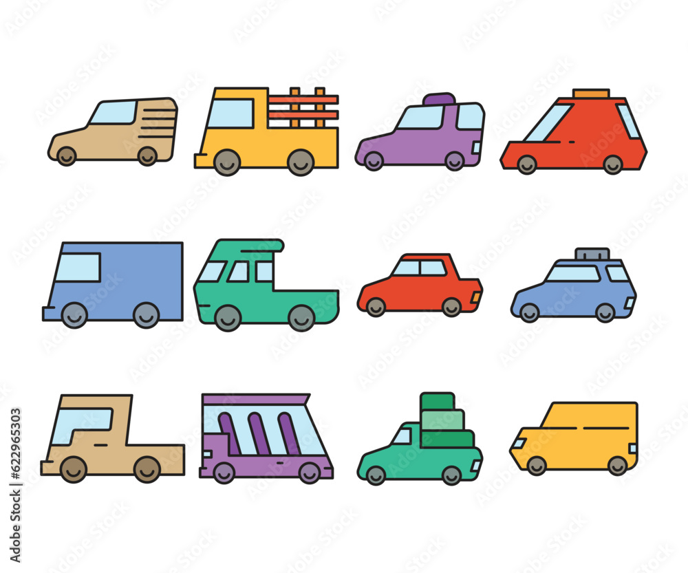 car and vehicle icons set vector car and vehicle icons set vector