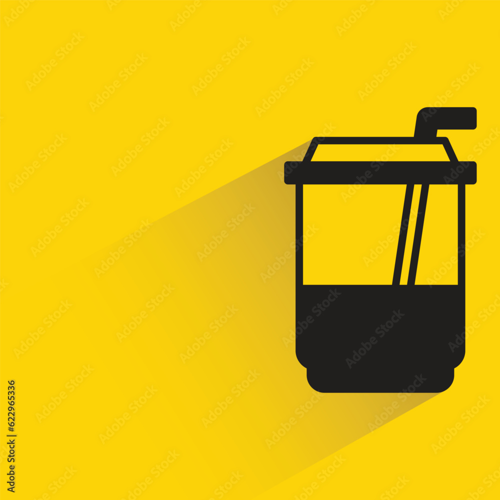 coffee cup with shadow on yellow background coffee cup with shadow on yellow background