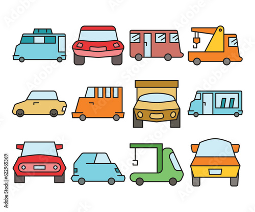 car and vehicle icons set vector © bigpa