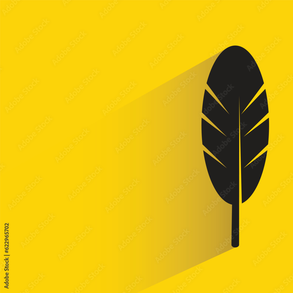 feather with shadow on yellow background feather with shadow on yellow background