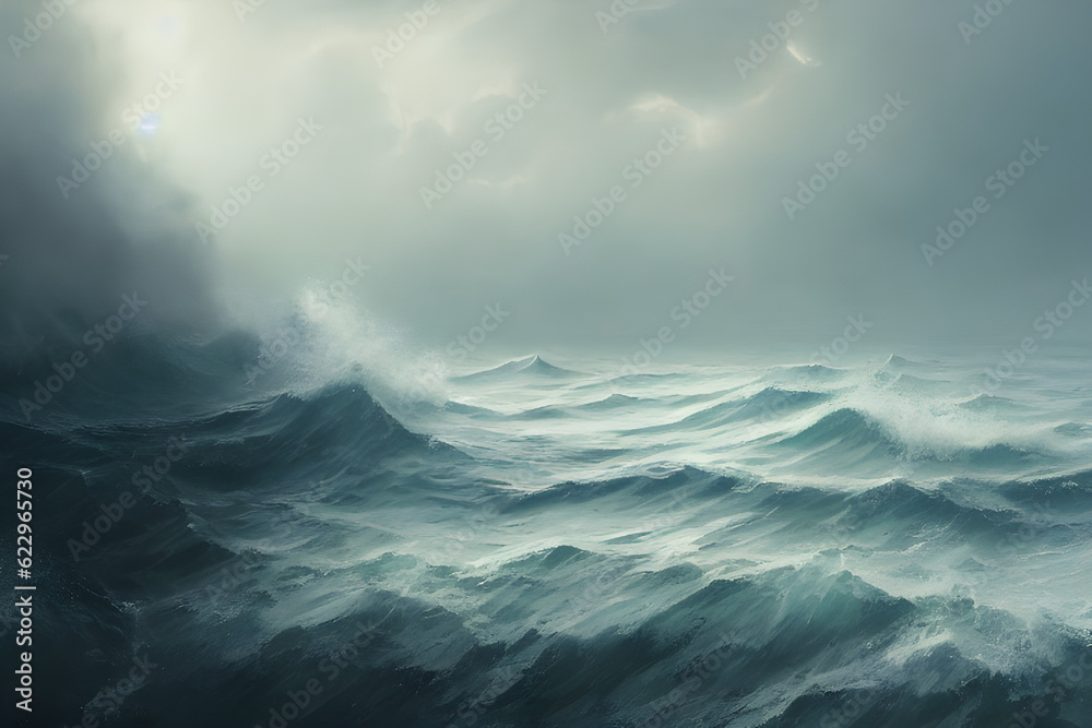 the sea with waves. Generative AI